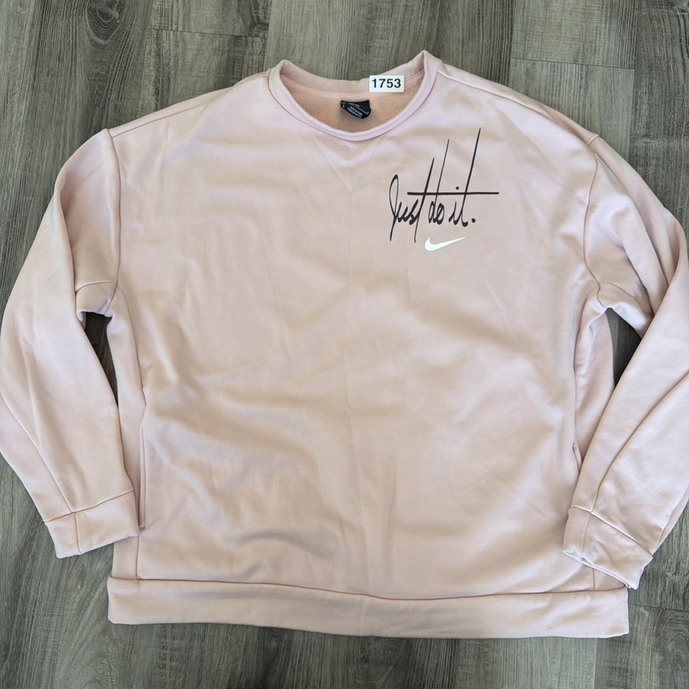Baby Pink Nike Sportswear Club Fleece Sweatshirt Women's Size Large Pockets